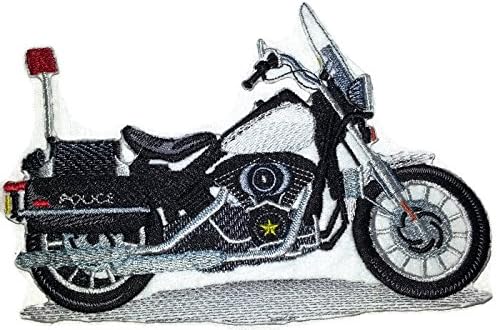 מוטות חמים על אוסף טלאי אופנוענים יפהפיים של קנבס [משטרה] [היסטוריה של רכב אמריקאי ברקמה] ברזל רקום על תיקון/תפירה
